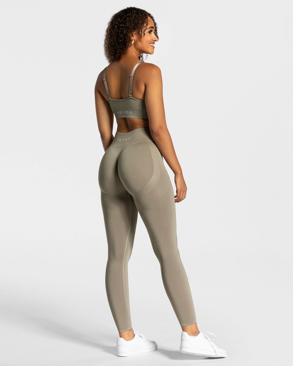 TEVEO Charming Scrunch Leggings Khaki | GJFB15306