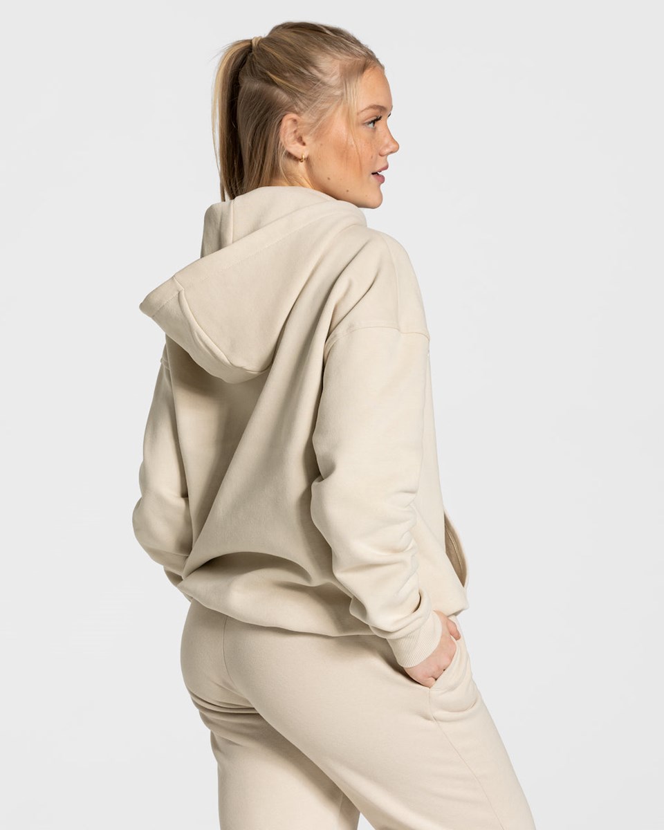 TEVEO College Oversized Hoodie Beige | HUYD75210