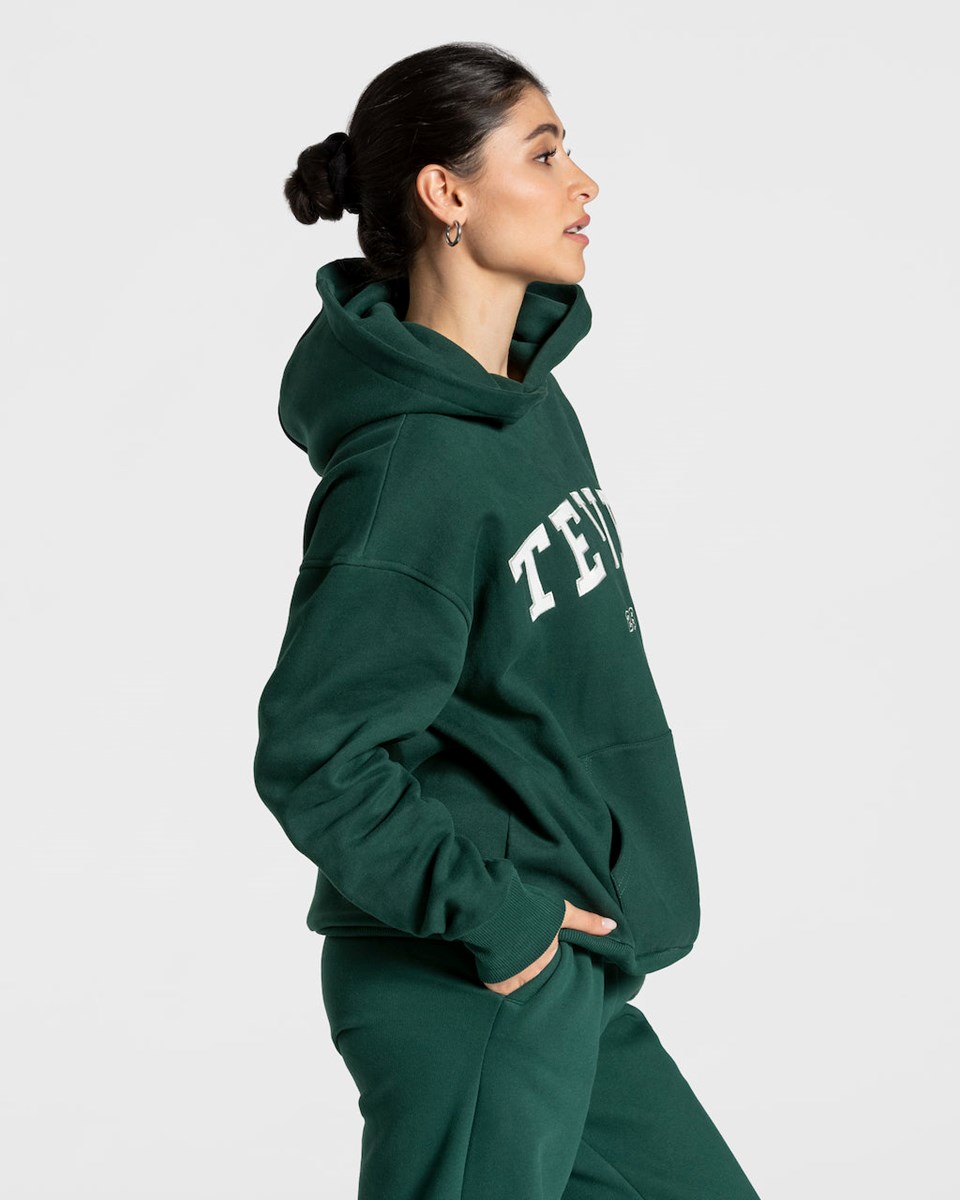 TEVEO College Oversized Hoodie Dunkelgrün | PHTI09536