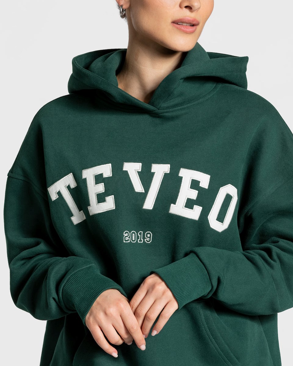 TEVEO College Oversized Hoodie Dunkelgrün | PHTI09536