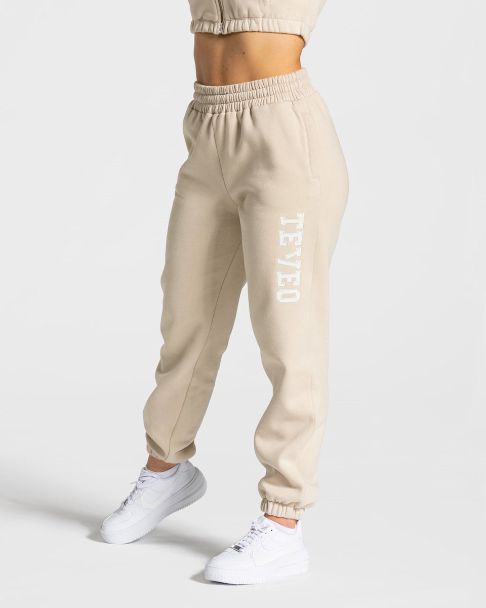 TEVEO College Oversized Jogger Beige | VKZC34890