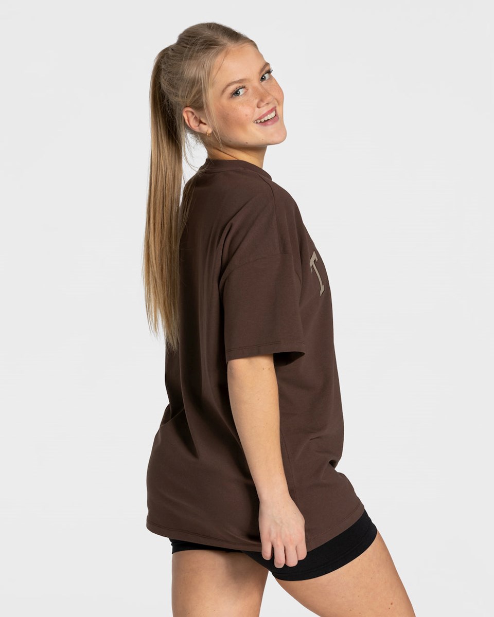 TEVEO College Oversized T-Shirt Dunkelbraun | BFXA91037