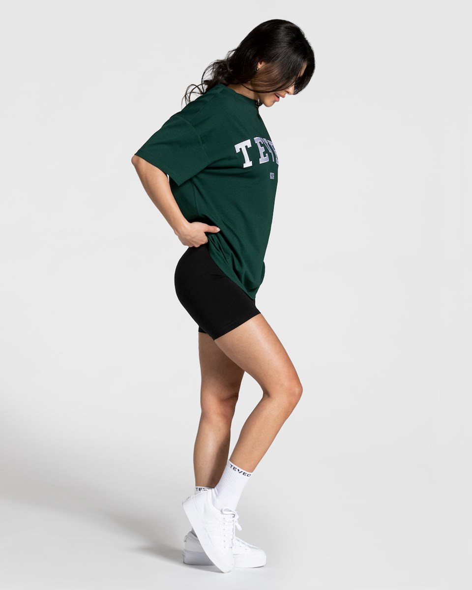 TEVEO College Oversized T-Shirt Dunkelgrün | ZQDE31275