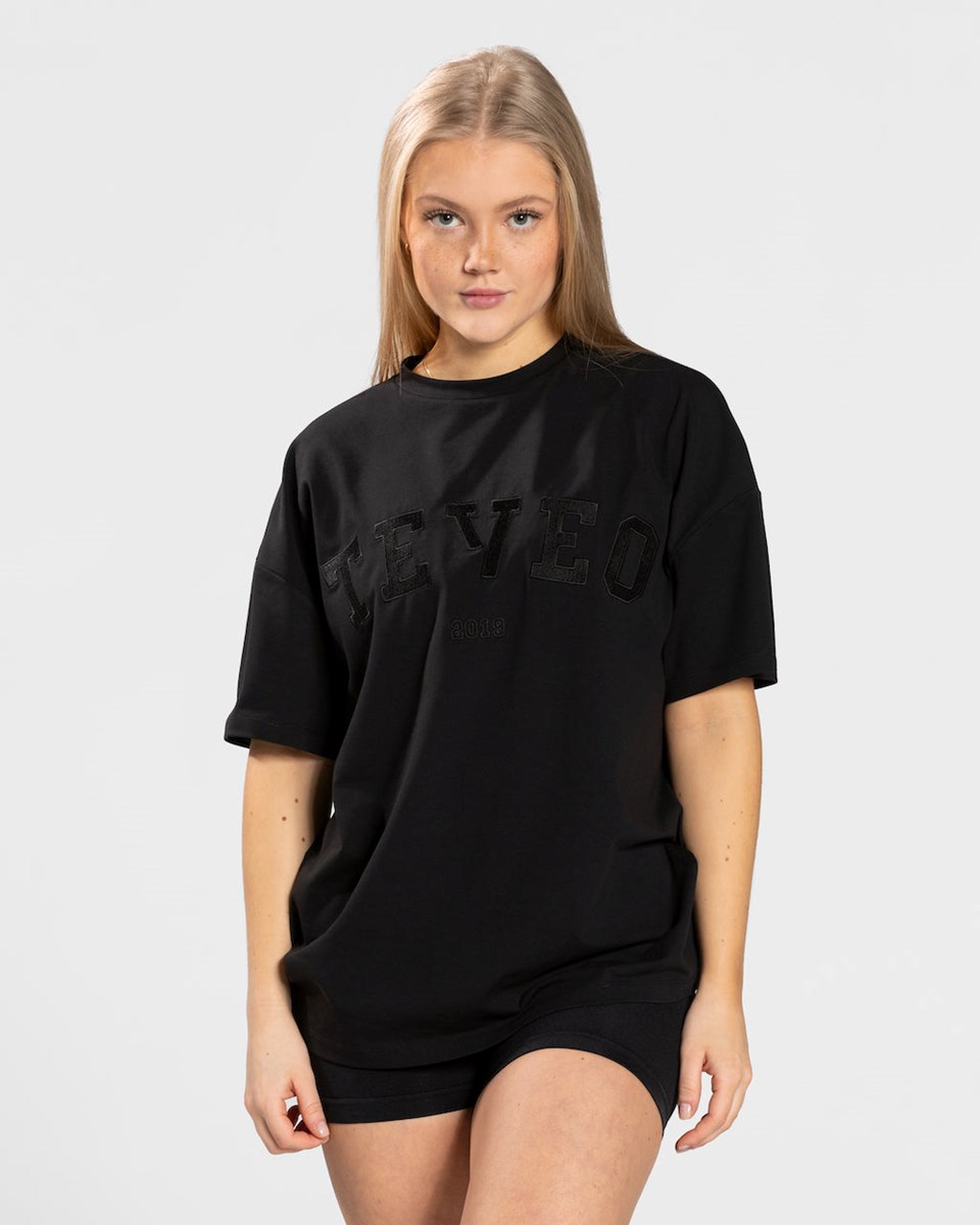 TEVEO College Oversized T-Shirt Schwarz | TURN15698