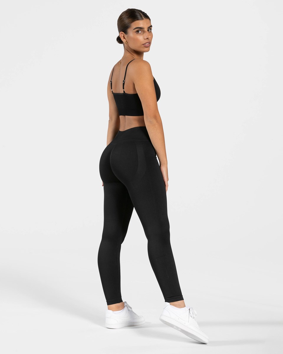 TEVEO Elegant Scrunch Leggings Schwarz | XTFQ84930