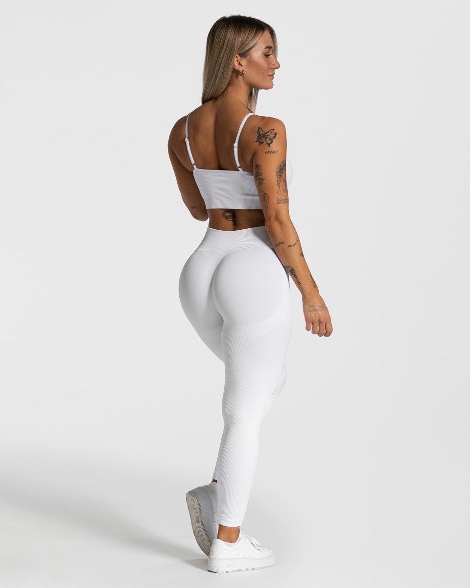 TEVEO Elegant Scrunch Leggings Weiß | NQOR79460