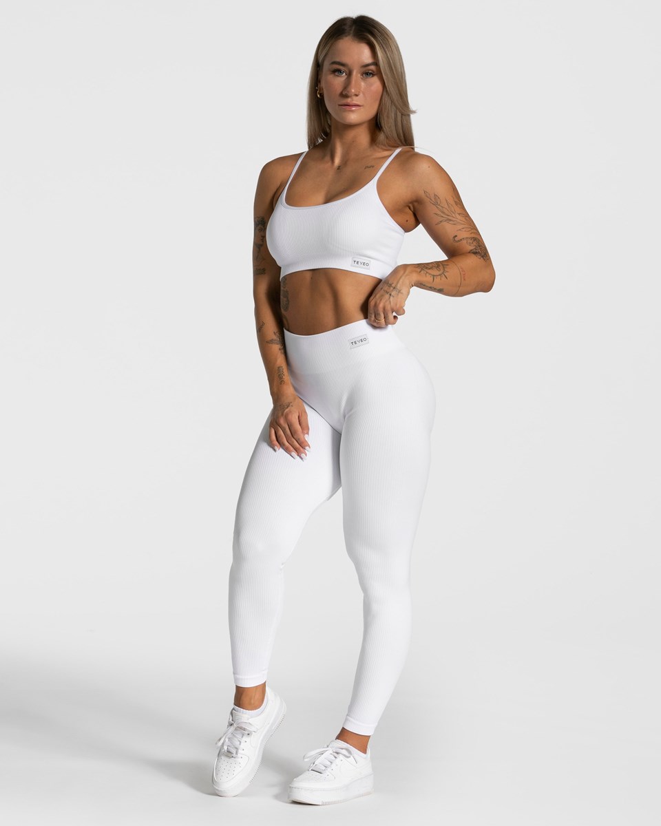 TEVEO Elegant Scrunch Leggings Weiß | NQOR79460