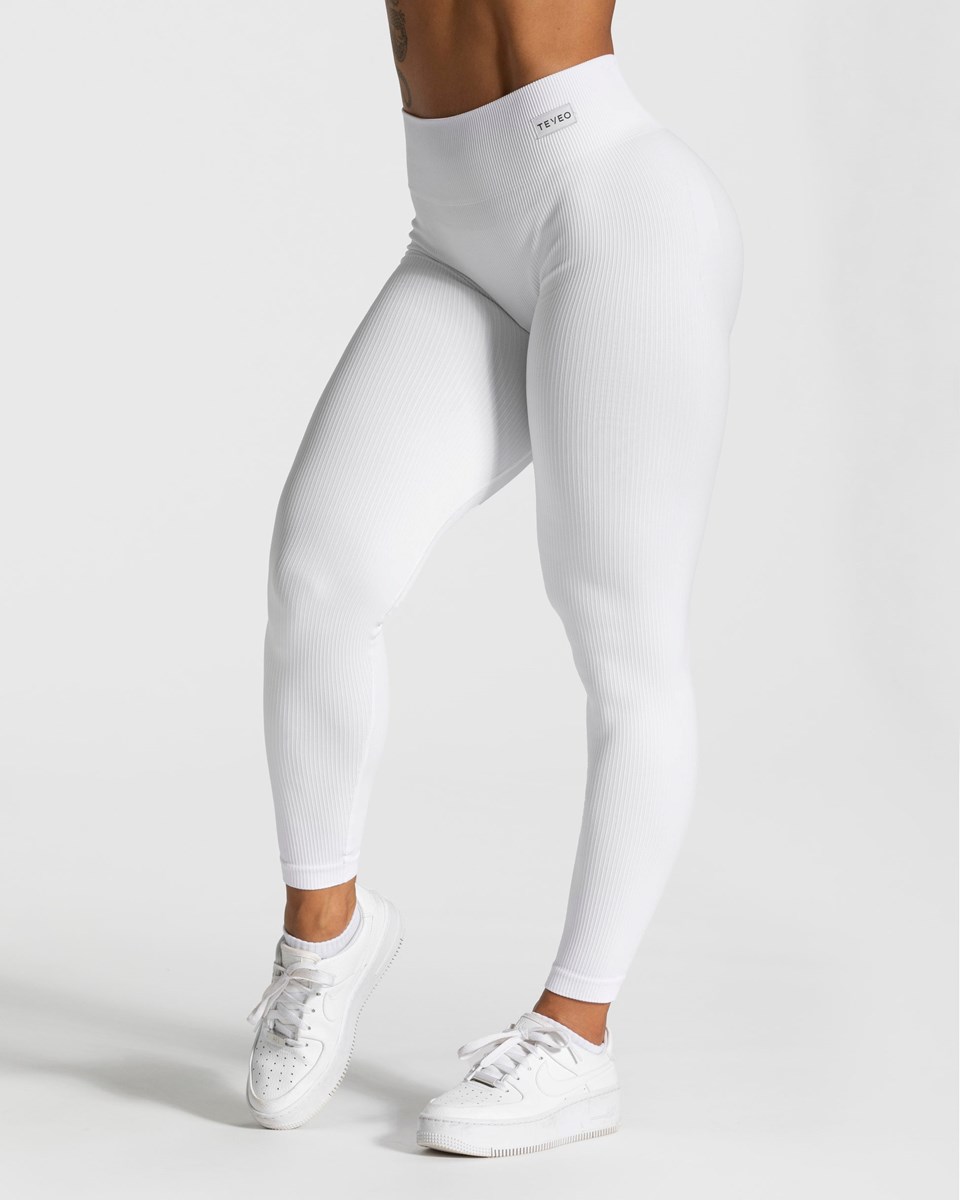 TEVEO Elegant Scrunch Leggings Weiß | NQOR79460