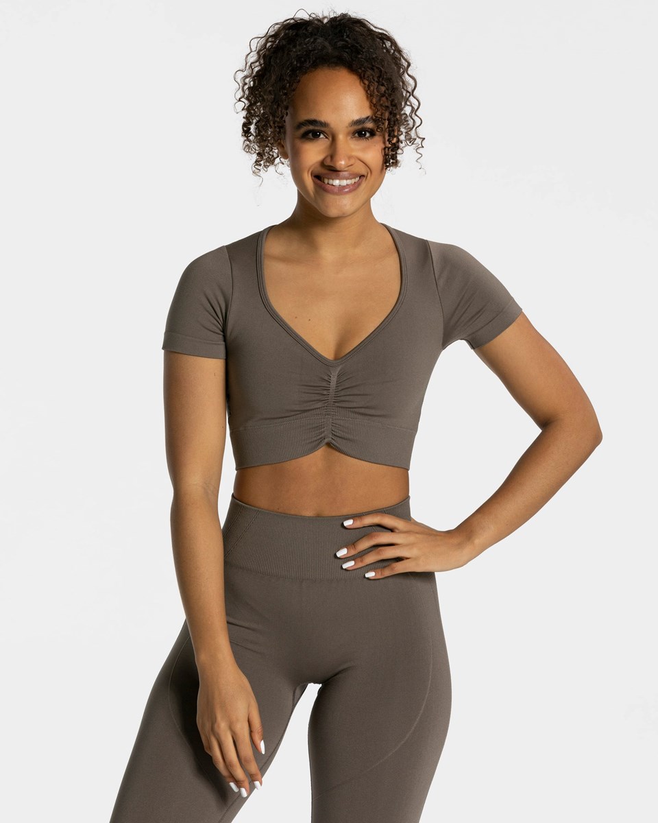 TEVEO Focus Crop Top Taupe | BJLC05693