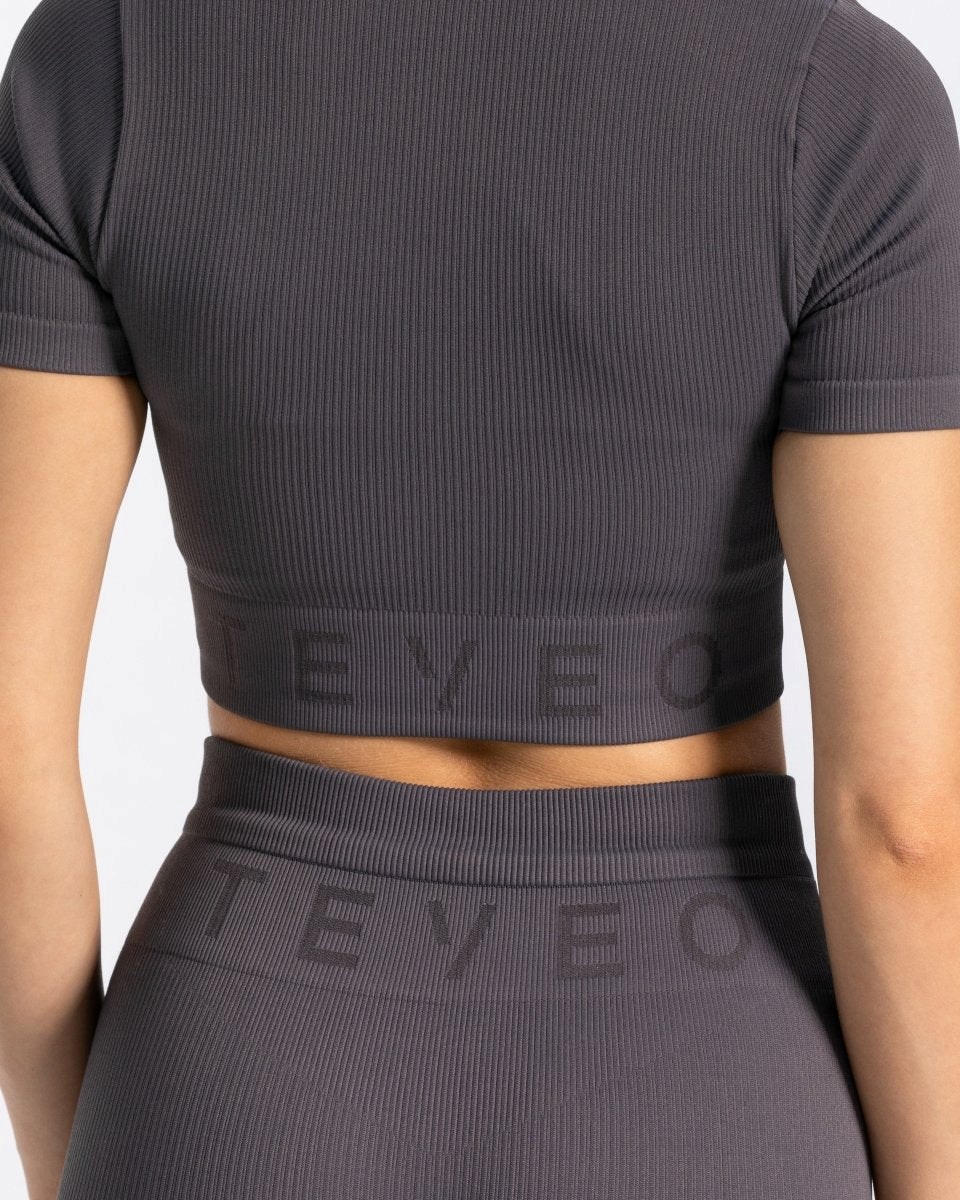 TEVEO Gerippt Crop Top Gray | UYOQ47809