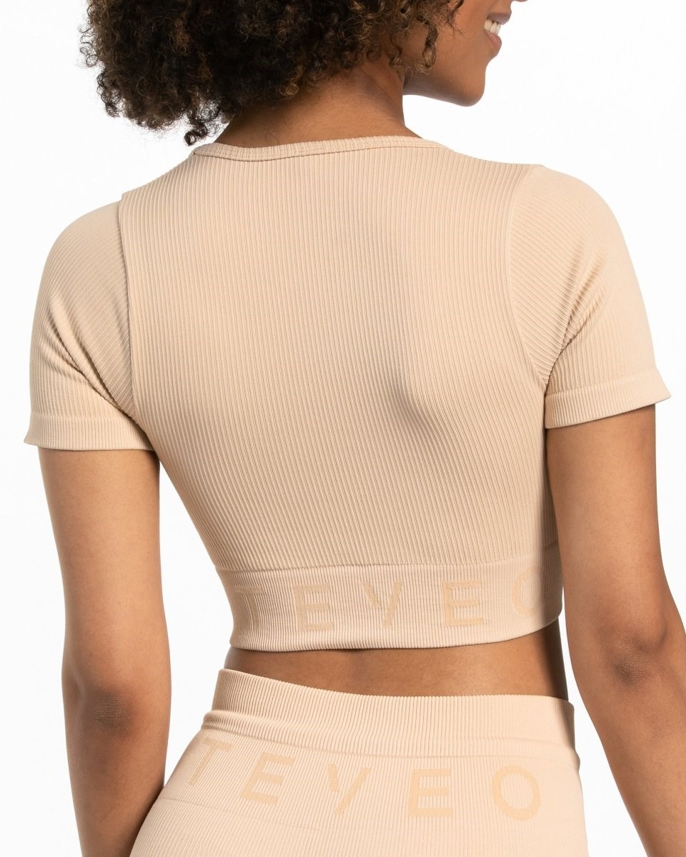 TEVEO Gerippt Crop Top Nude | BNWA28041