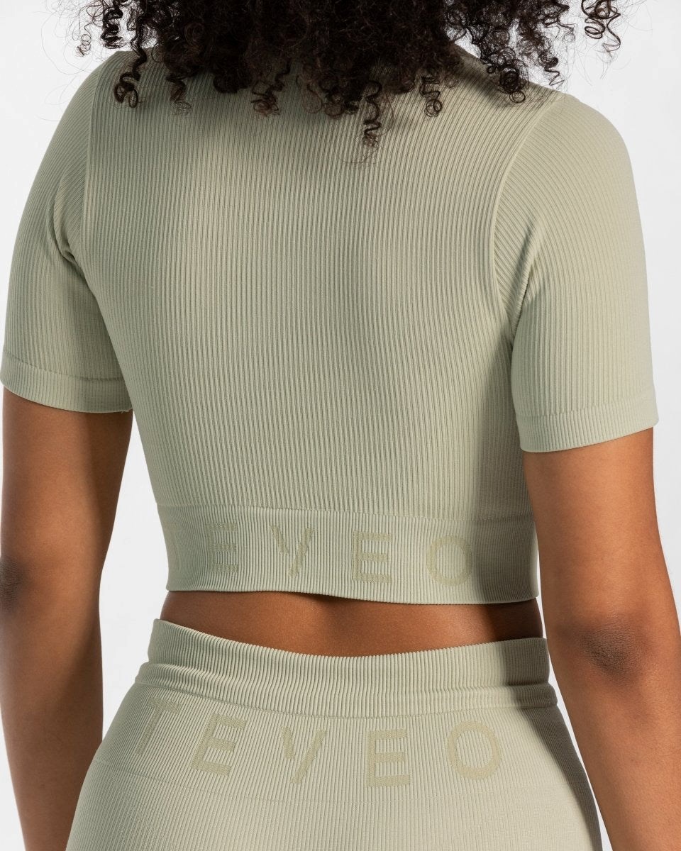 TEVEO Gerippt Crop Top Salbei | LREI45297