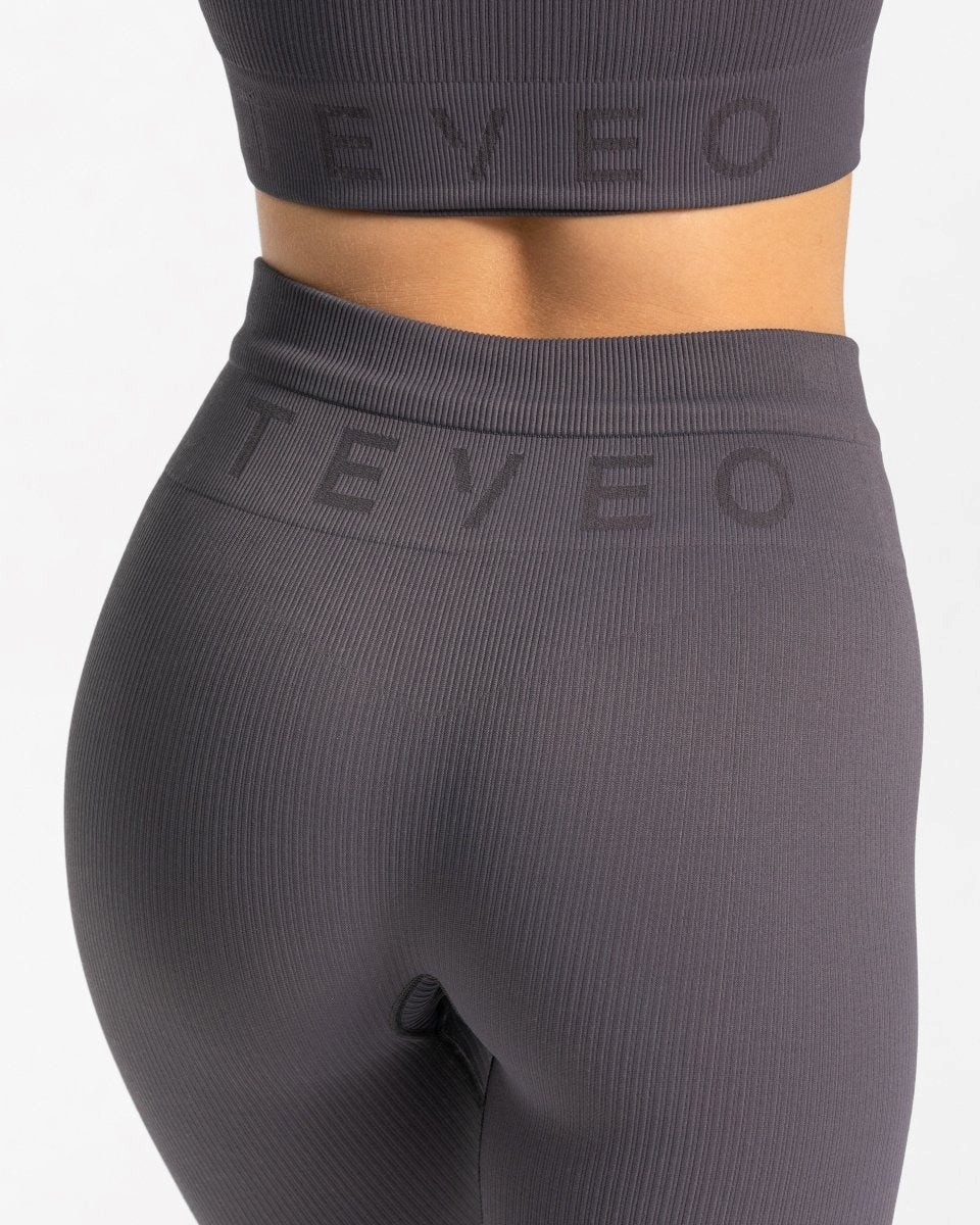 TEVEO Gerippt Leggings Gray | LWQG83021