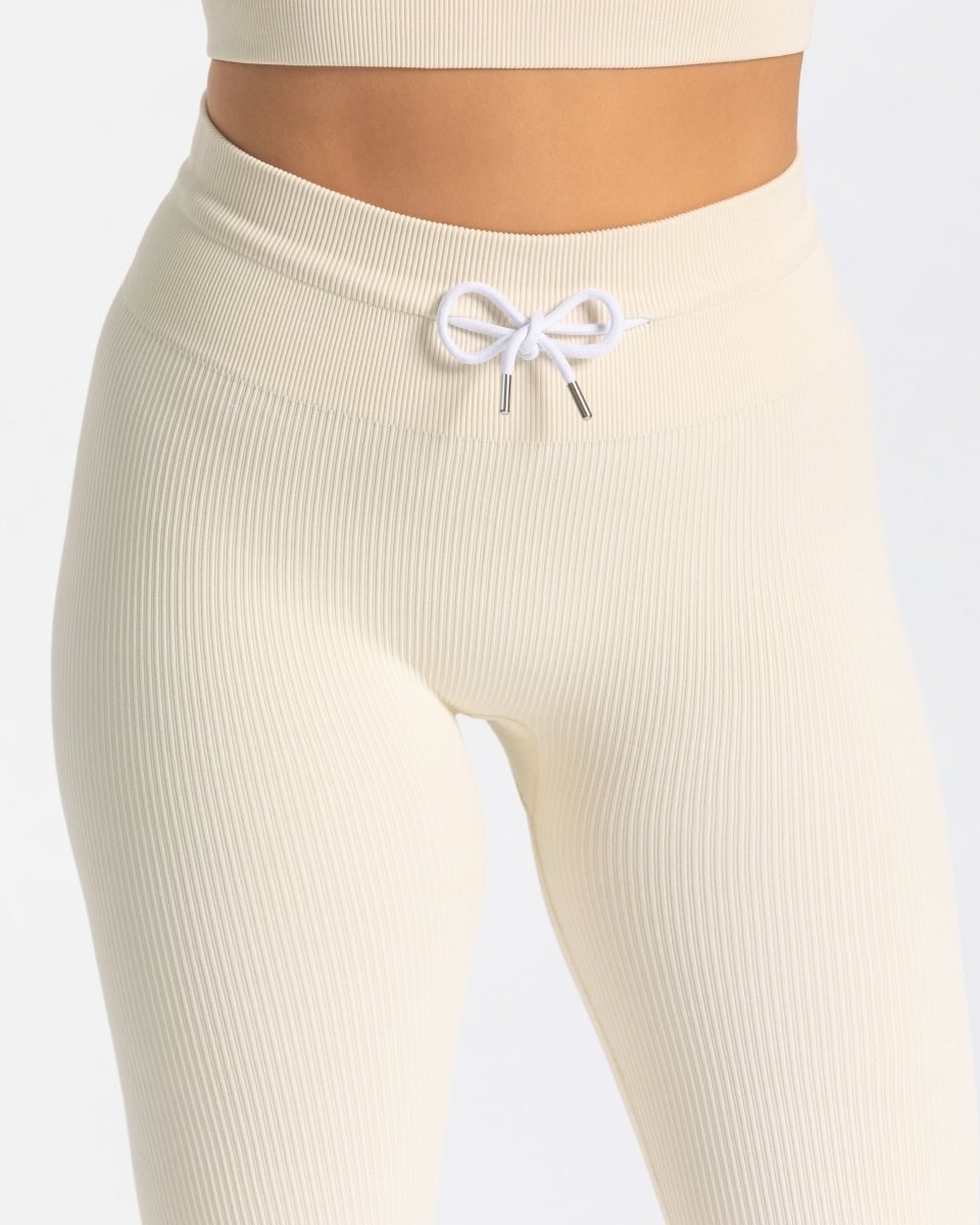 TEVEO Gerippt Leggings Ivory | PYZH87634