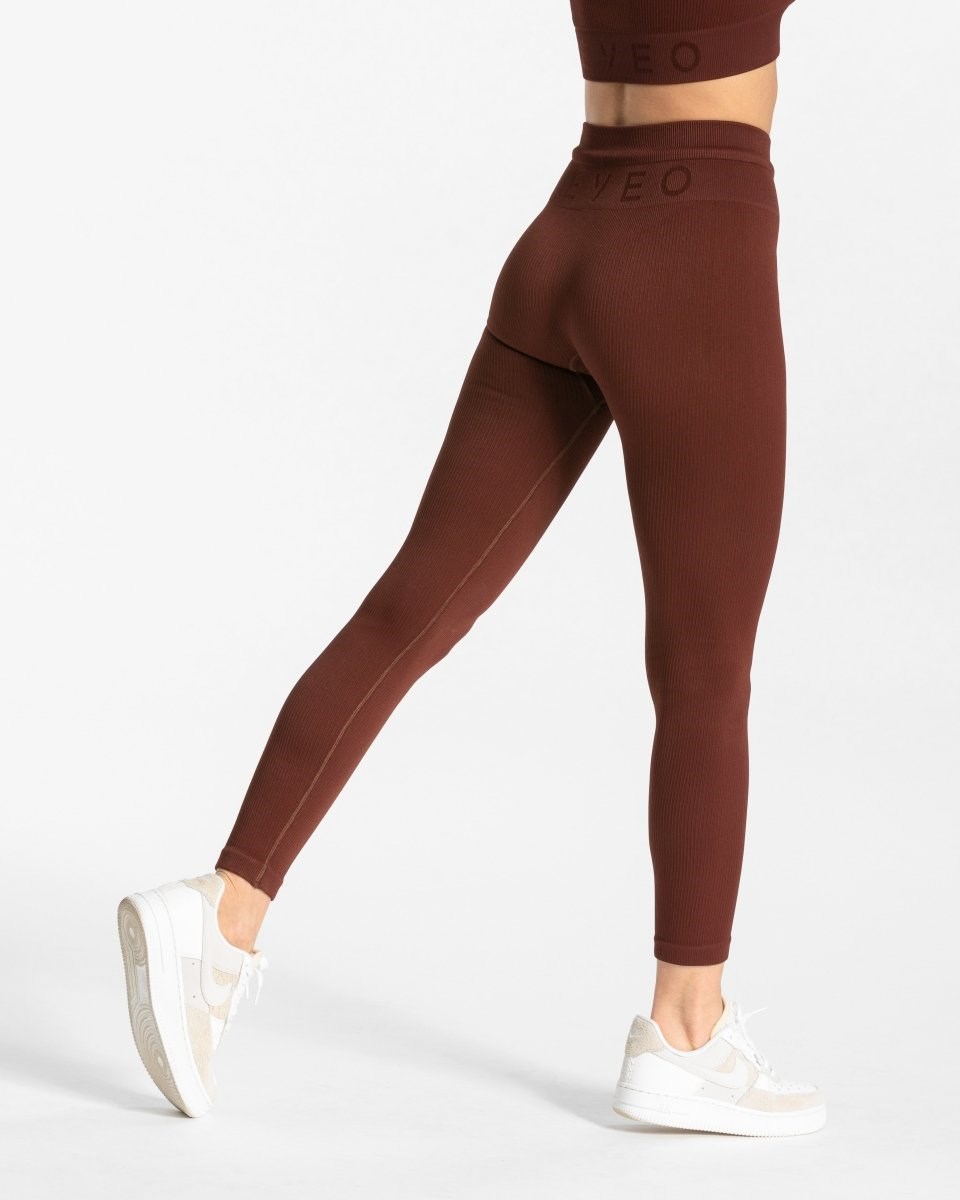 TEVEO Gerippt Leggings Mahagoni | VRFG39218