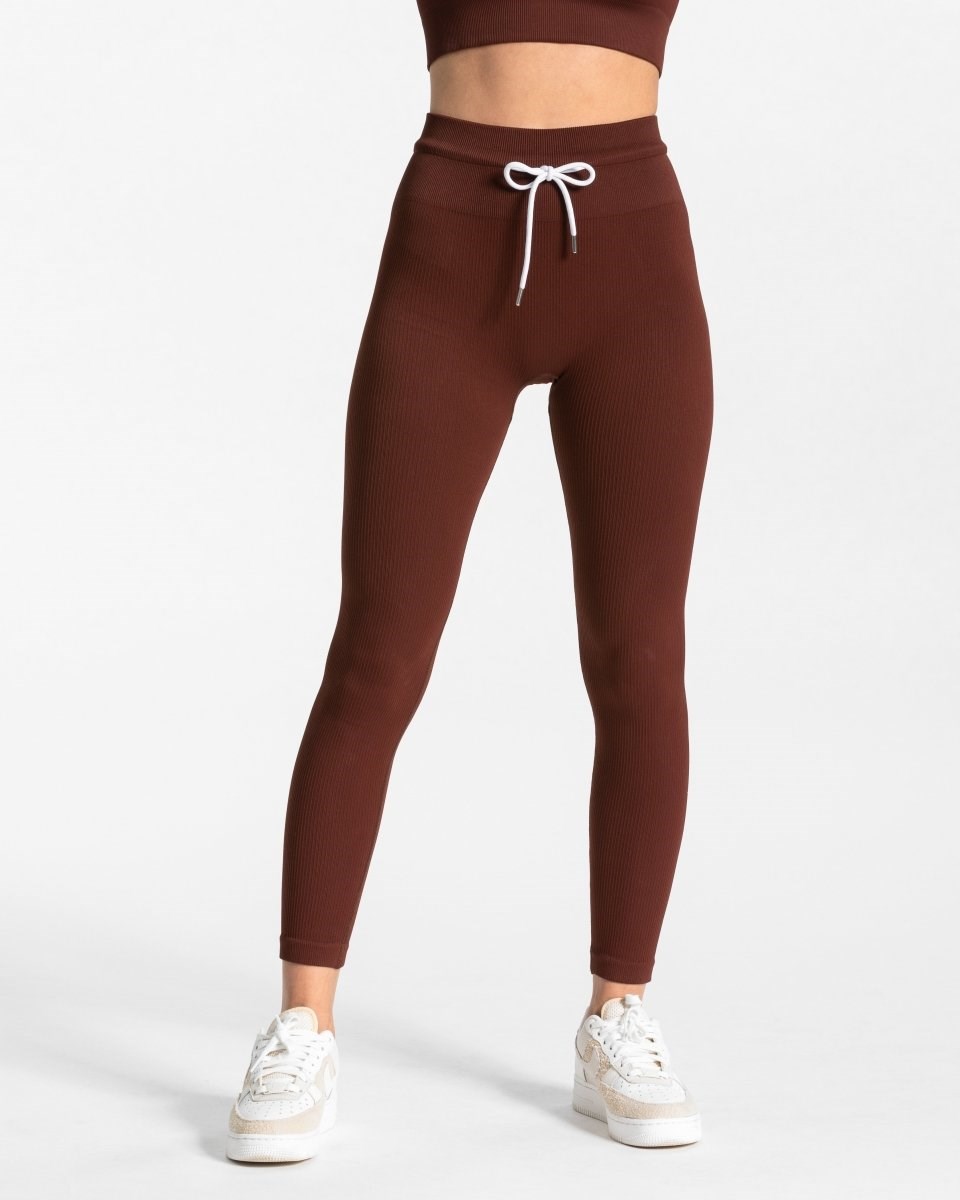 TEVEO Gerippt Leggings Mahagoni | VRFG39218