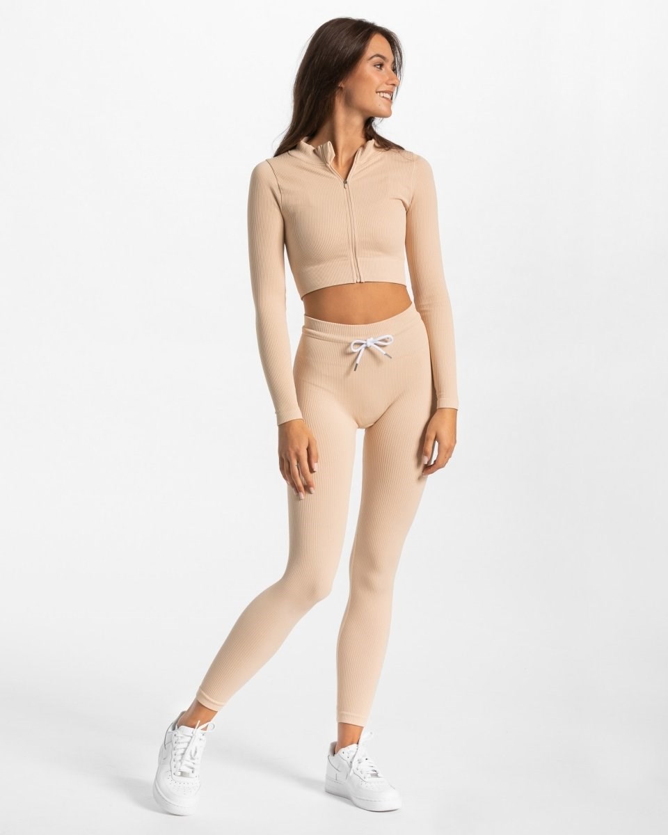 TEVEO Gerippt Zip Jackets Nude | ORYL81947