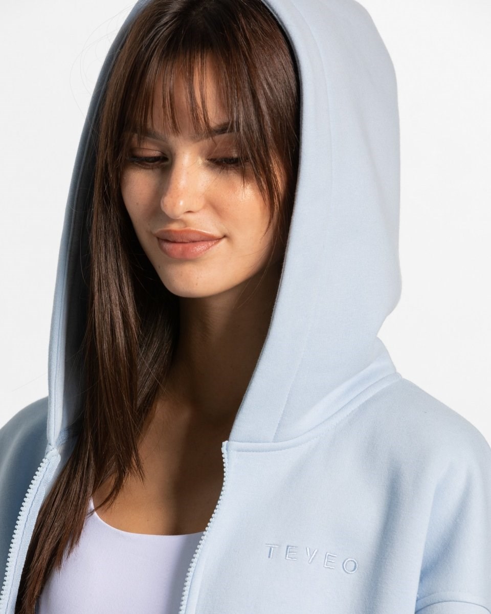 TEVEO Iconic Oversized Zip Hoodie Blau | PFIR58769