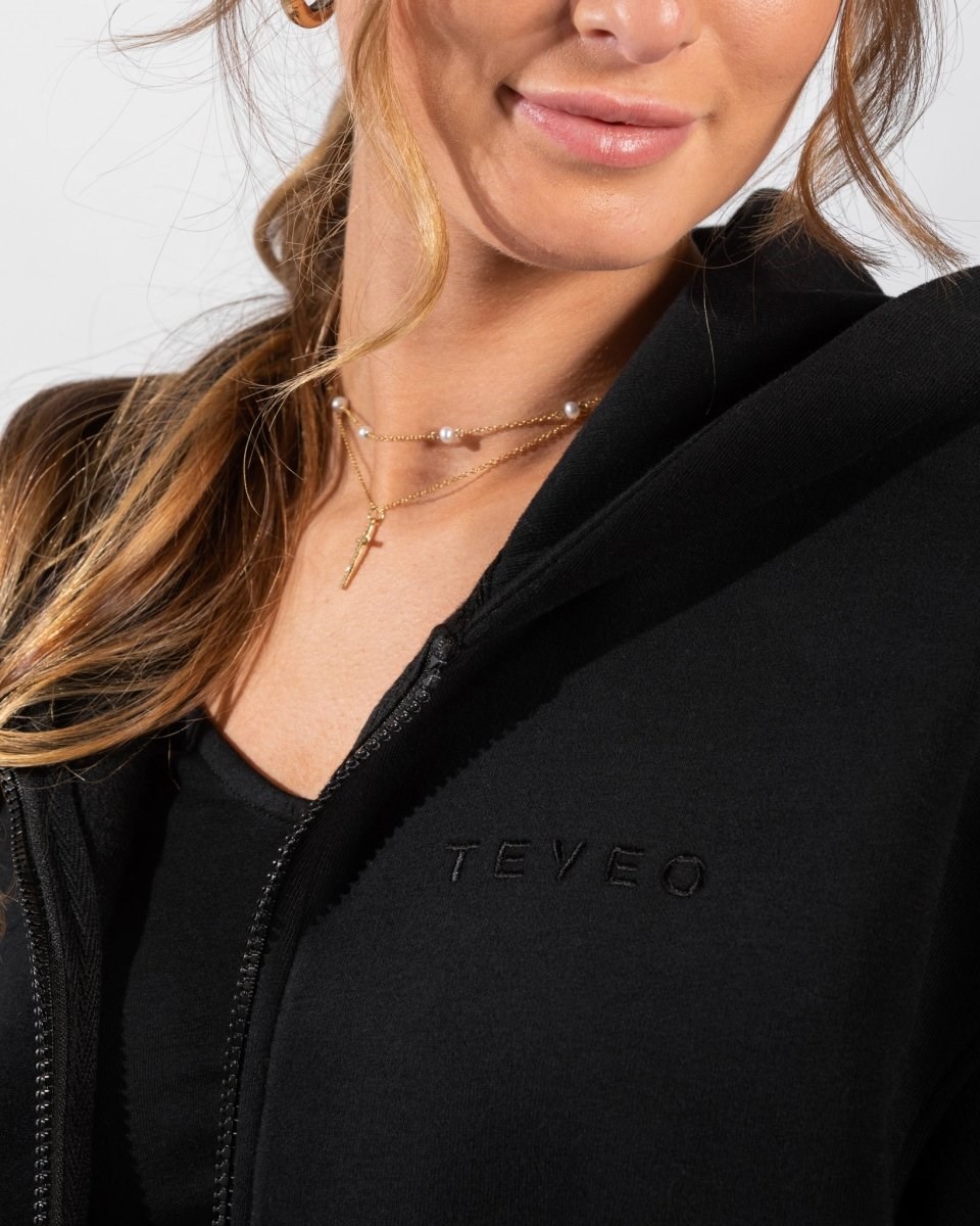 TEVEO Iconic Oversized Zip Hoodie Schwarz | LINK94632