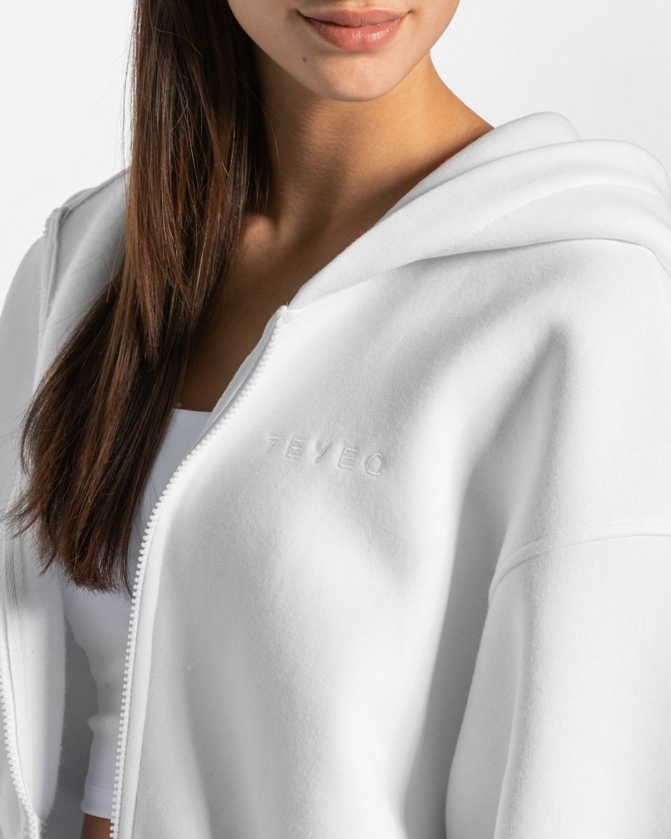 TEVEO Iconic Oversized Zip Hoodie Weiß | THAY60297