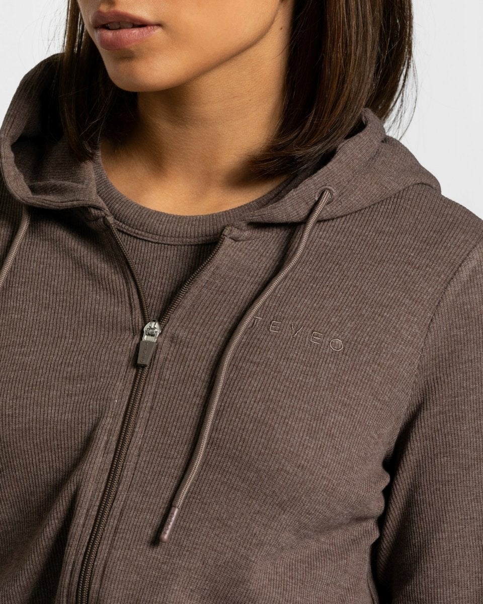 TEVEO Lounge Zip Hoodie Dunkelbraun | HCDS79438