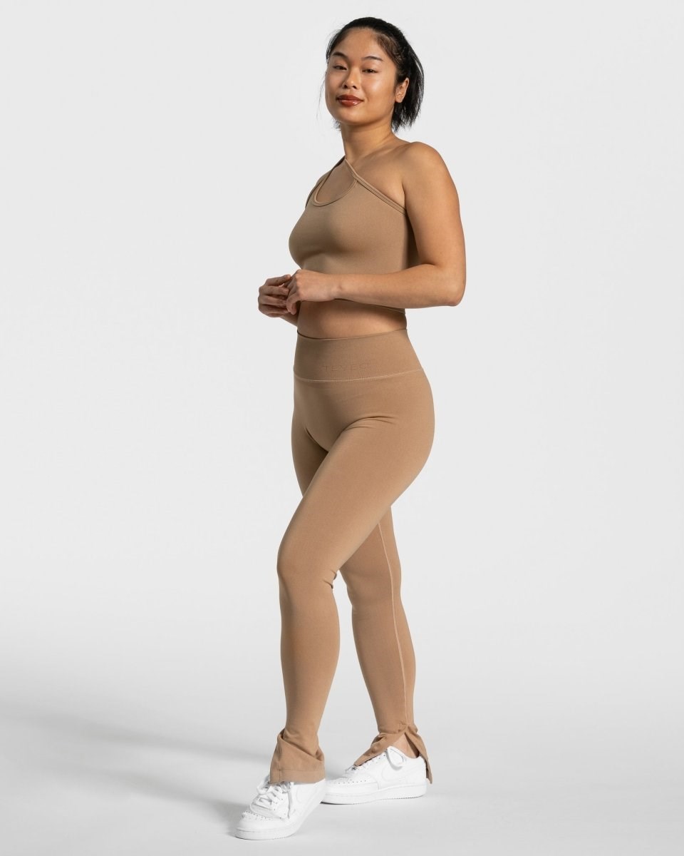 TEVEO Sassy One Shoulder Top Beige | UXSN62051