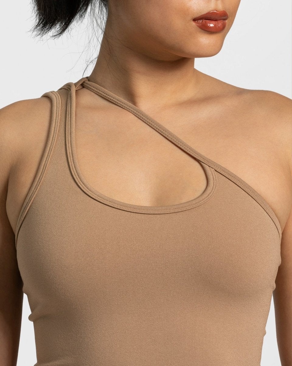 TEVEO Sassy One Shoulder Top Beige | UXSN62051