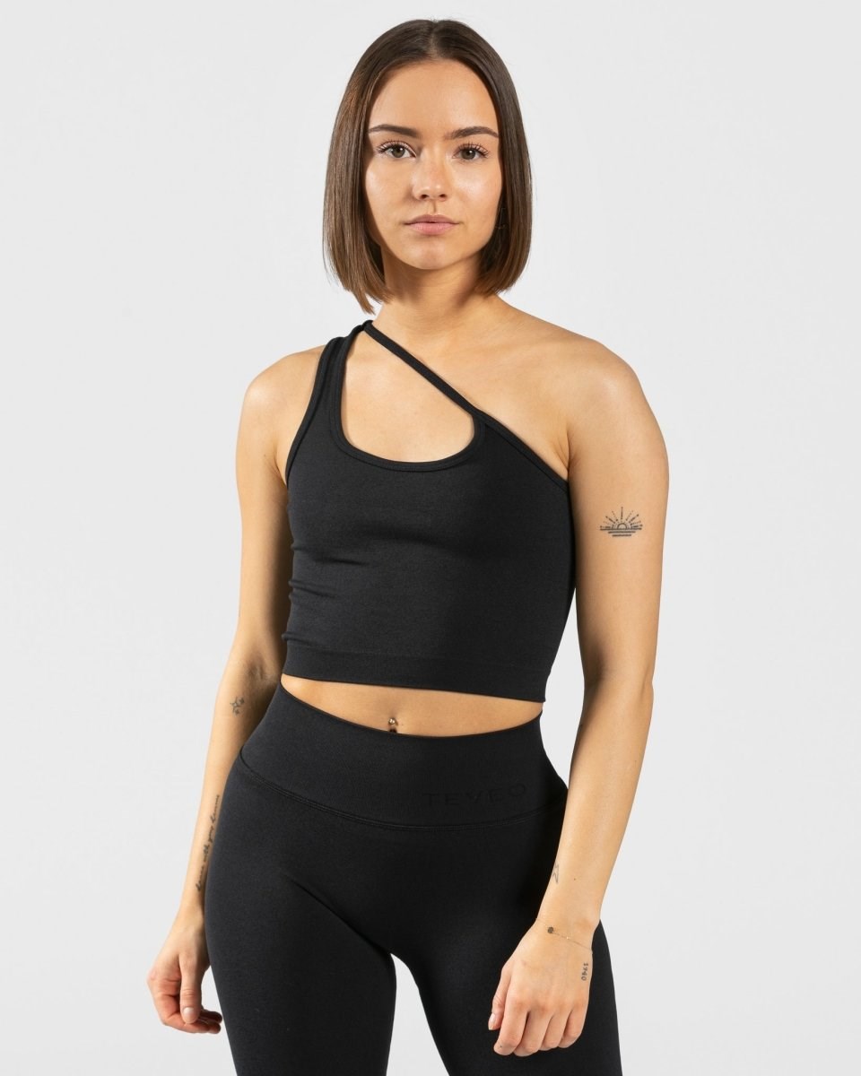 TEVEO Sassy One Shoulder Top Schwarz | LJTP14367