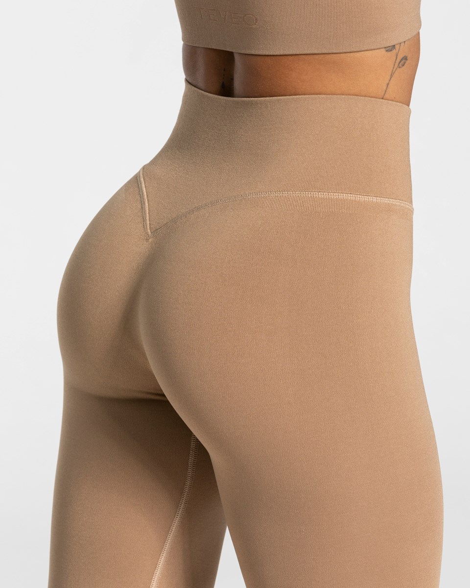 TEVEO Sassy Slit Leggings Beige | GJOV21937