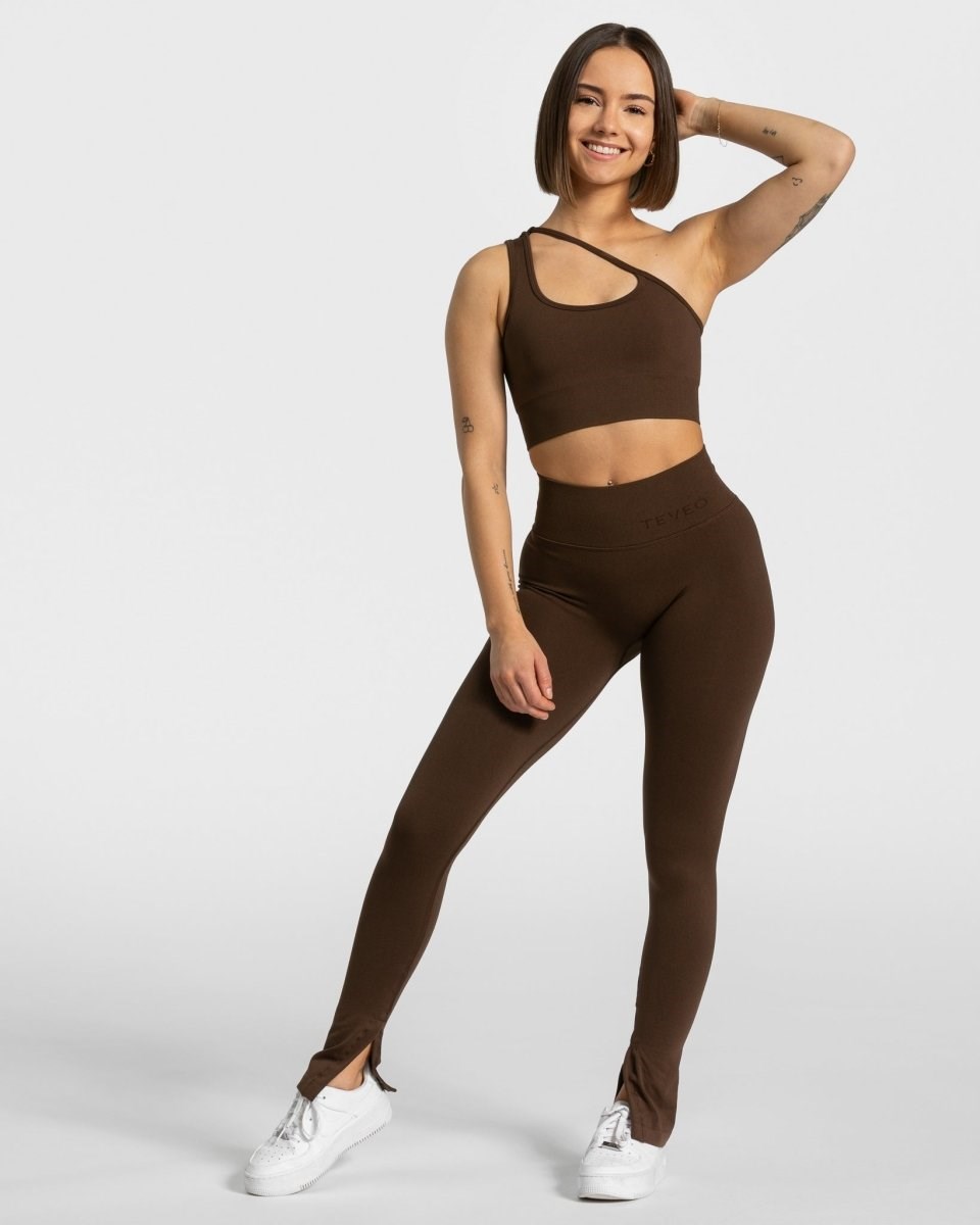 TEVEO Sassy Slit Leggings Braun | VAEH06425