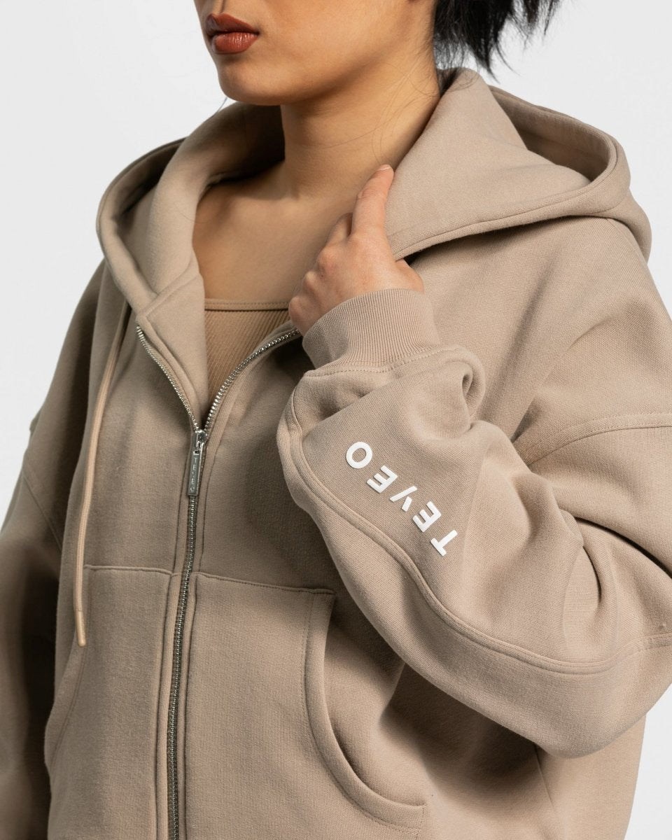 TEVEO Sassy Zip Hoodie Beige | AYCE82015