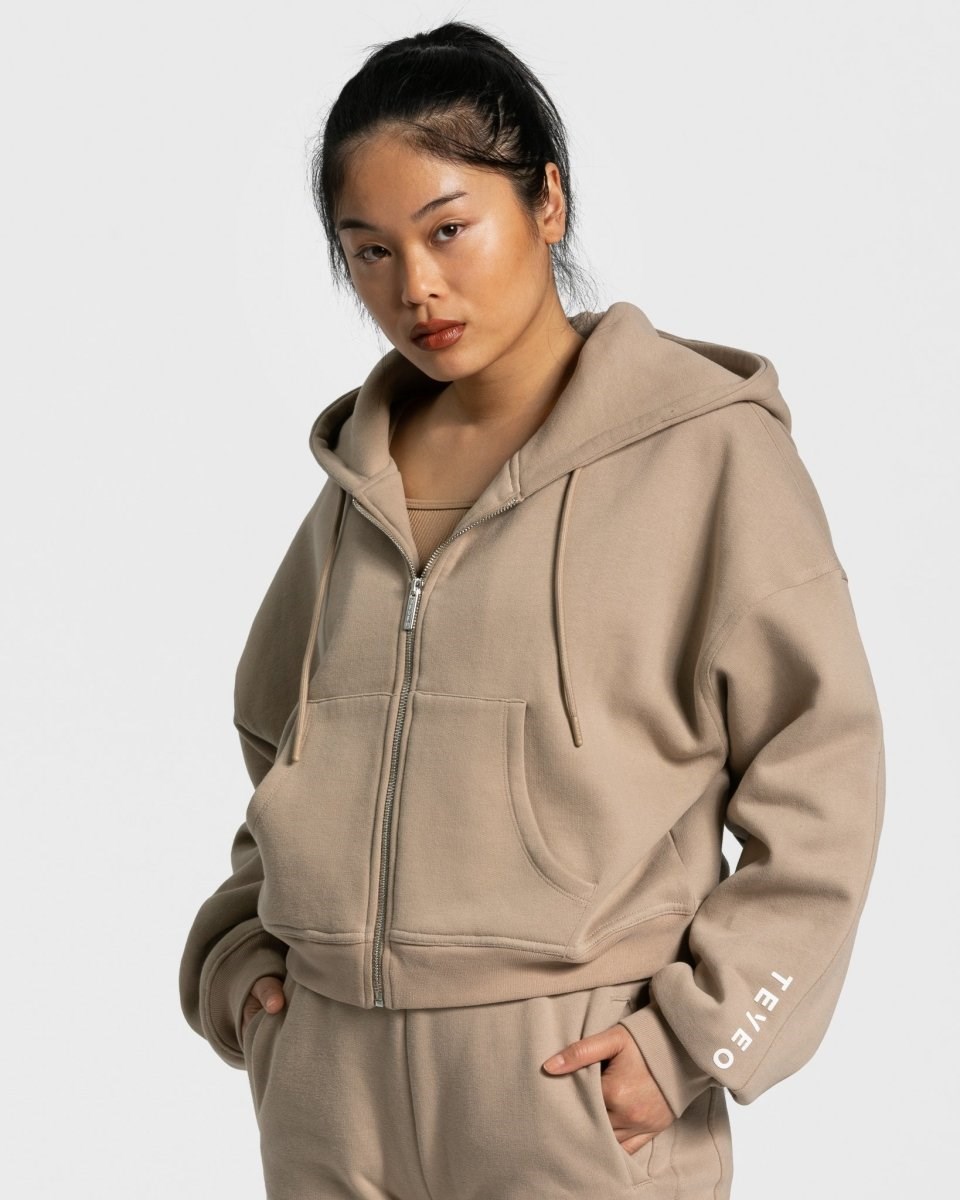 TEVEO Sassy Zip Hoodie Beige | AYCE82015