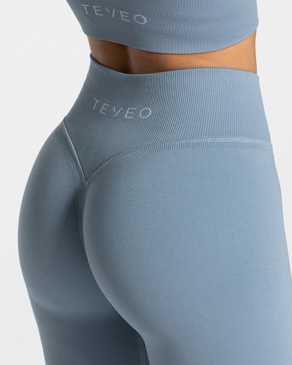 TEVEO Statement Scrunch Leggings Blau | QBAP94801