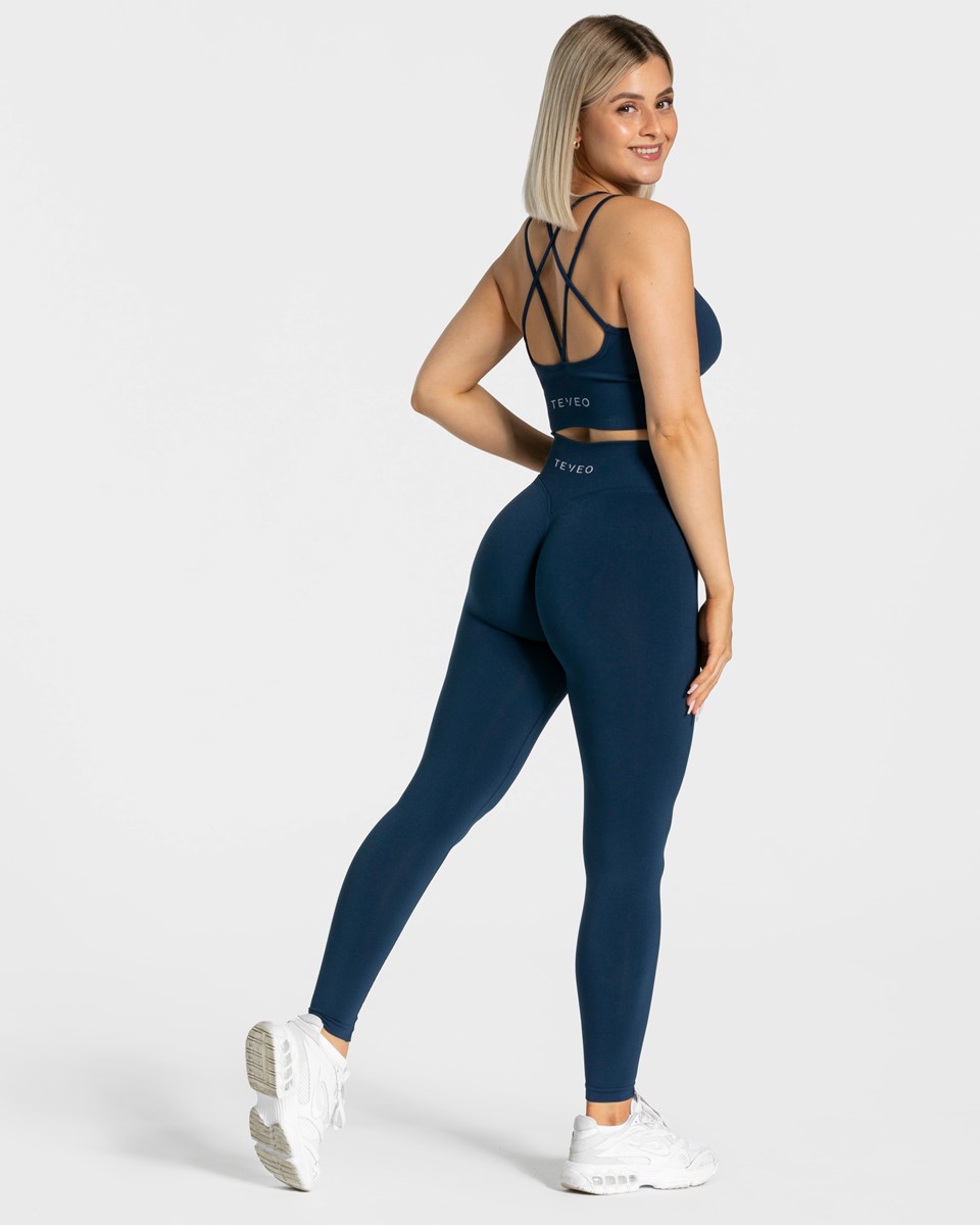 TEVEO Statement Scrunch Leggings Dunkelblau | KLHP03268