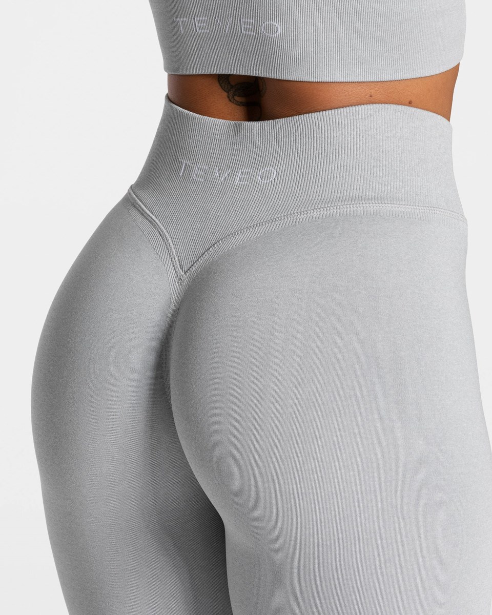 TEVEO Statement Scrunch Leggings Hellgrau | VOJN43520