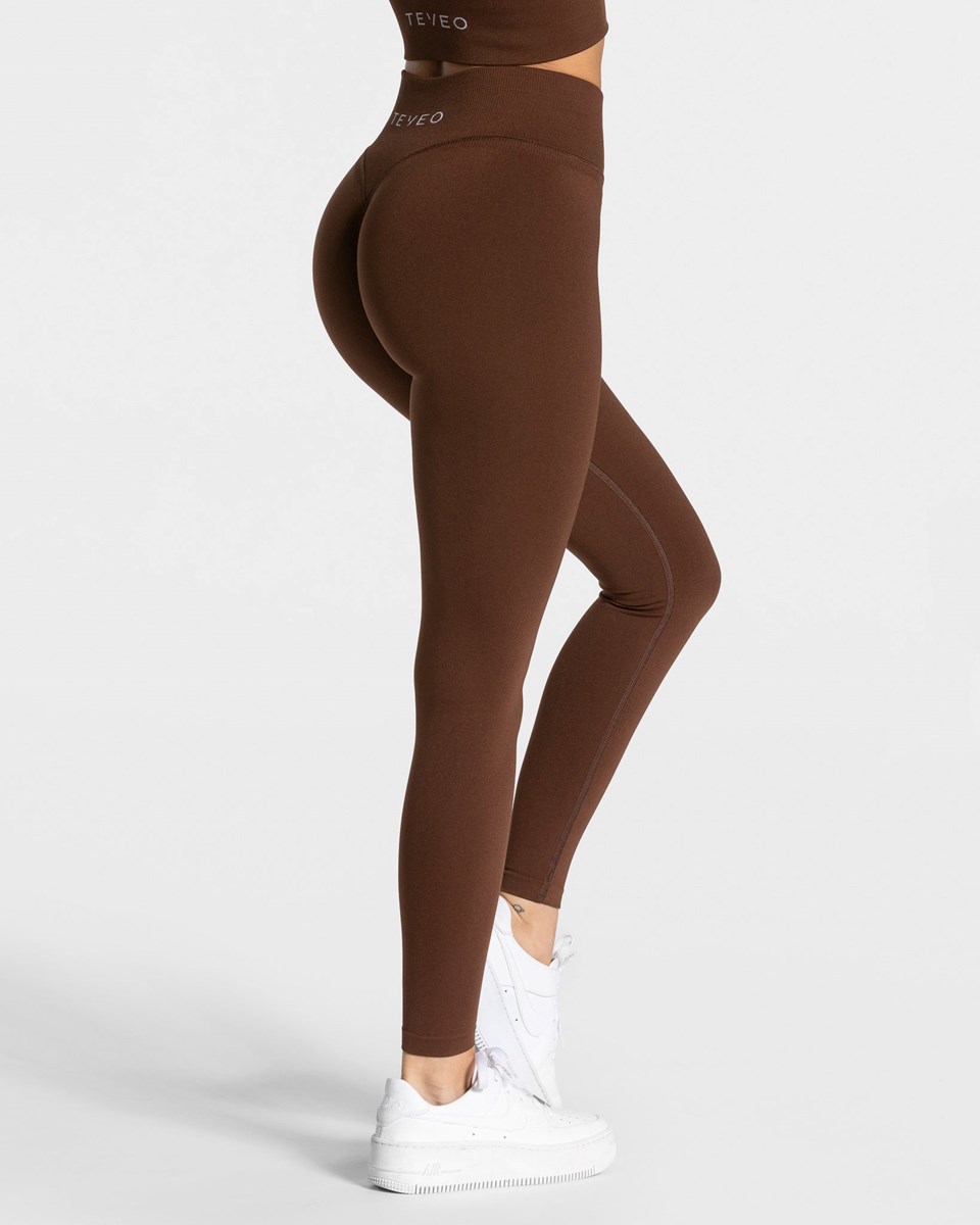 TEVEO Statement Scrunch Leggings Kaffee | ABQX46320