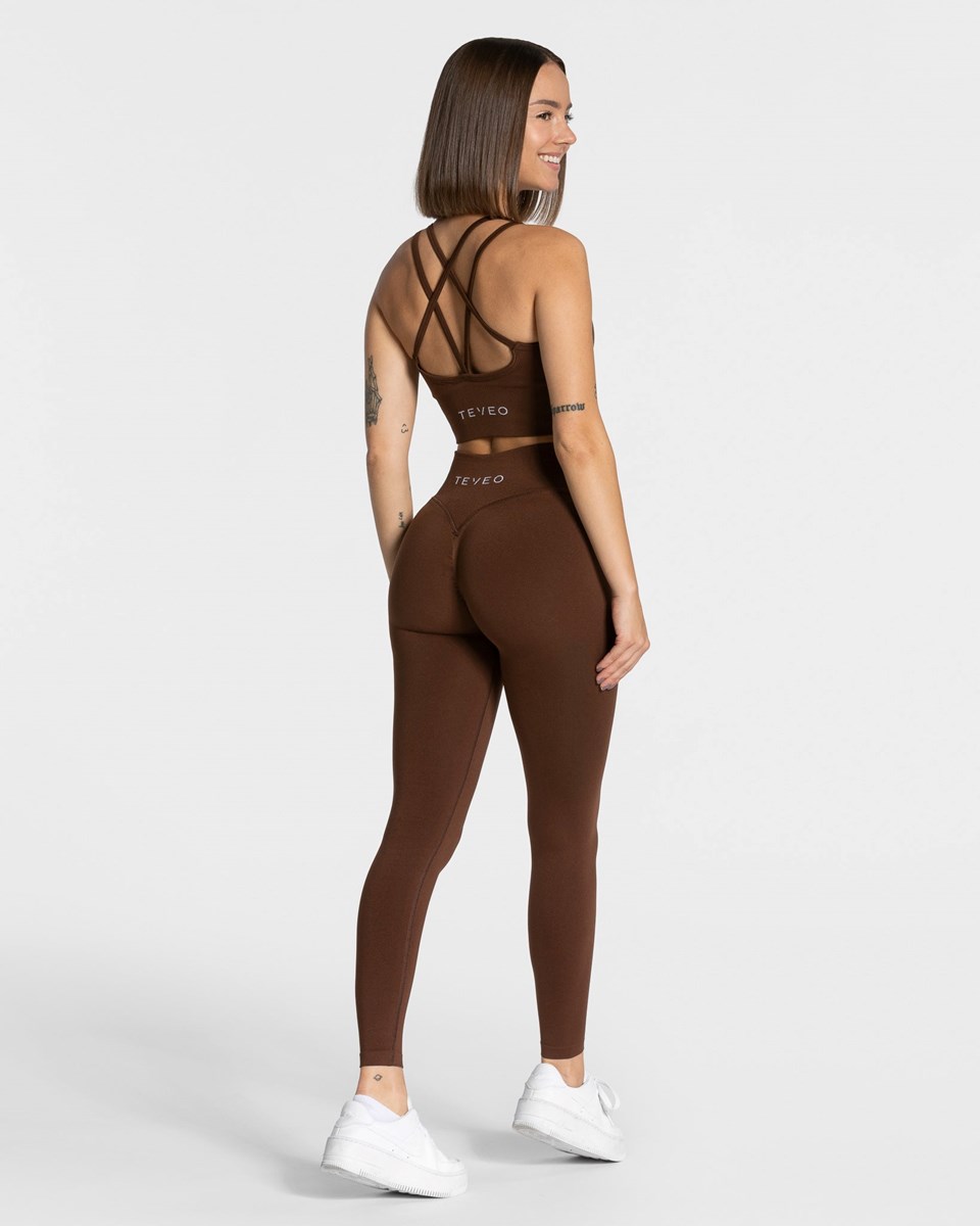 TEVEO Statement Scrunch Leggings Kaffee | ABQX46320