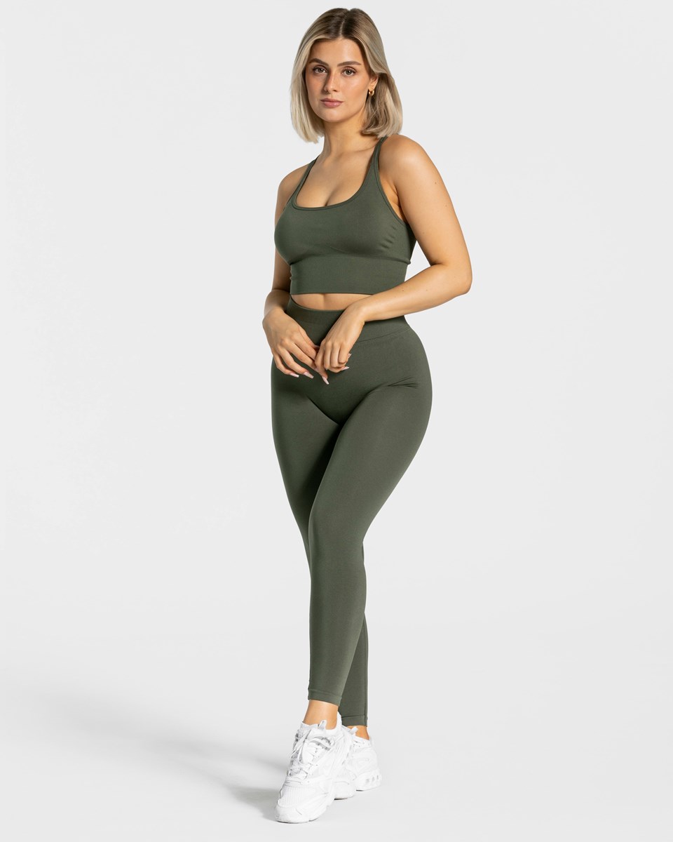 TEVEO Statement Scrunch Leggings Khaki | DPCK84091