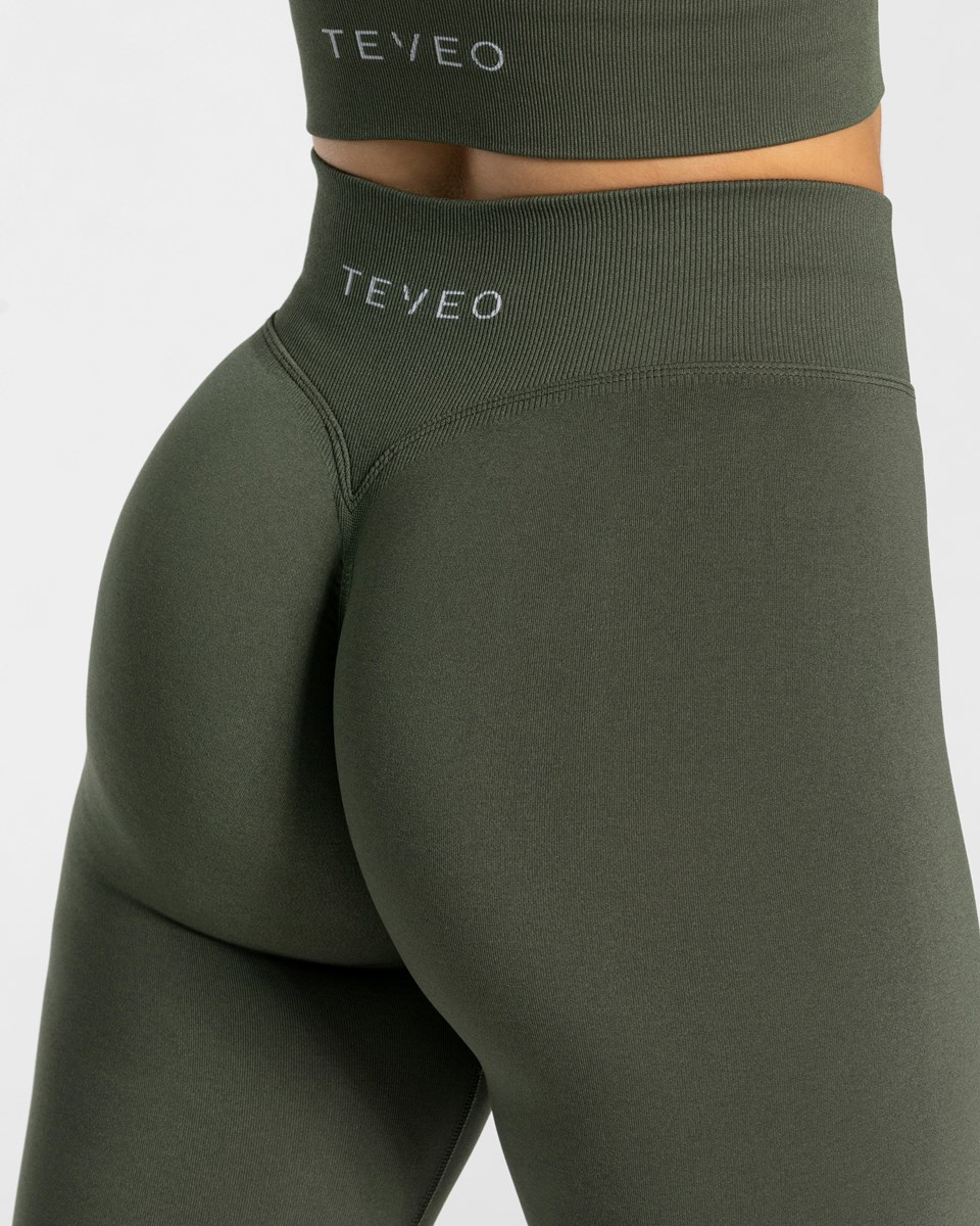 TEVEO Statement Scrunch Leggings Khaki | DPCK84091