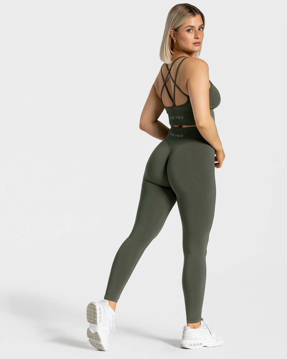 TEVEO Statement Scrunch Leggings Khaki | DPCK84091