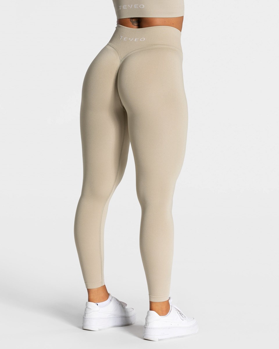 TEVEO Statement Scrunch Leggings Sand | CZKX68397