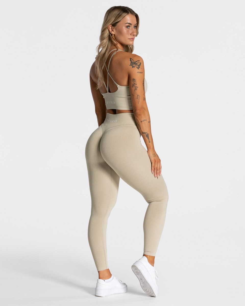 TEVEO Statement Scrunch Leggings Sand | CZKX68397