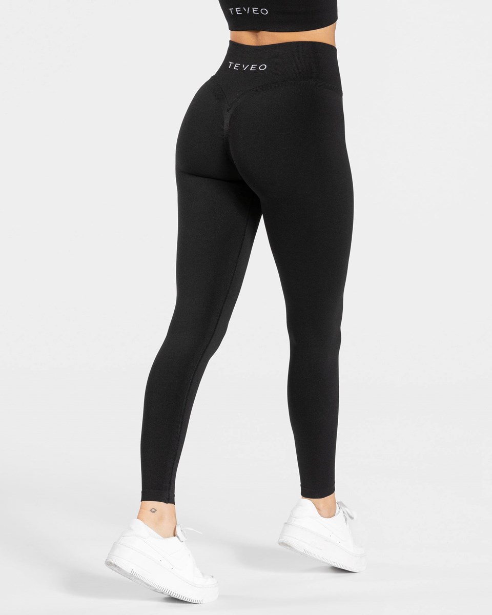 TEVEO Statement Scrunch Leggings Schwarz | ZQEB94153