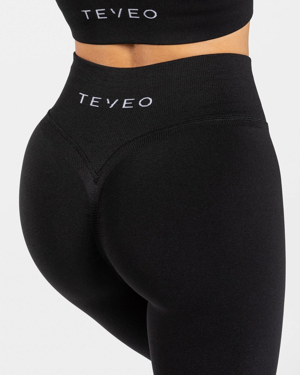 TEVEO Statement Scrunch Leggings Schwarz | ZQEB94153