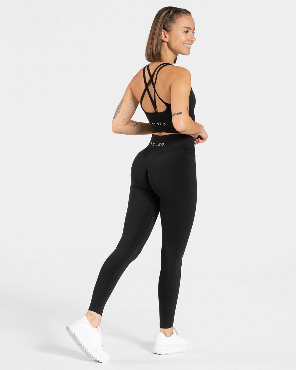 TEVEO Statement Scrunch Leggings Schwarz | ZQEB94153