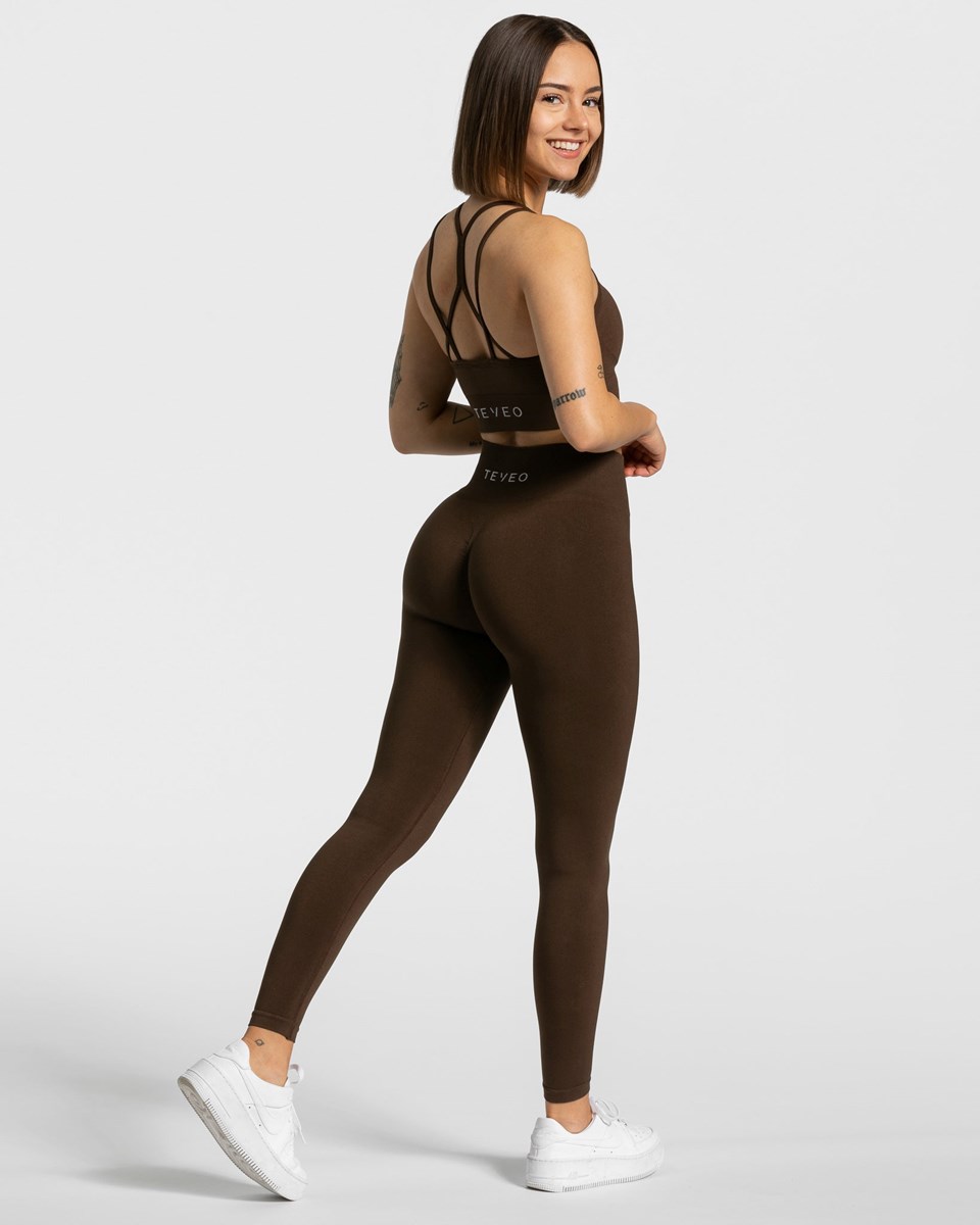 TEVEO Timeless Scrunch Leggings Dunkelbraun | AVKF01364