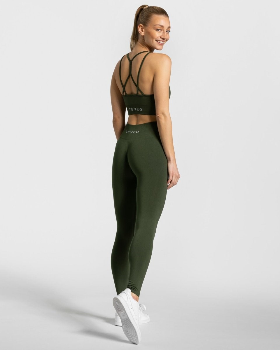 TEVEO Timeless Scrunch Leggings Khaki | RVEB89031