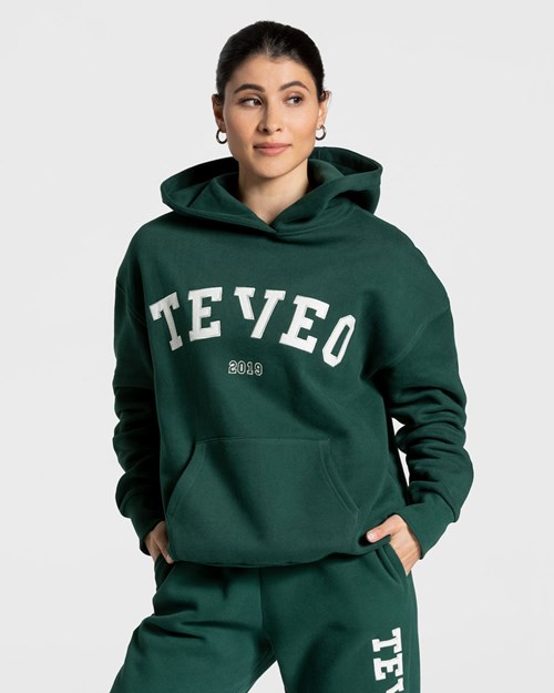 TEVEO College Oversized Hoodie Dunkelgrün | PHTI09536