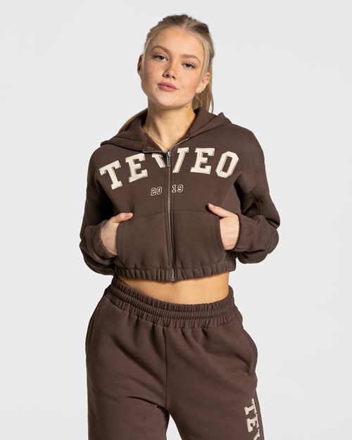 TEVEO College Zip Hoodie Dunkelbraun | TYSG20319