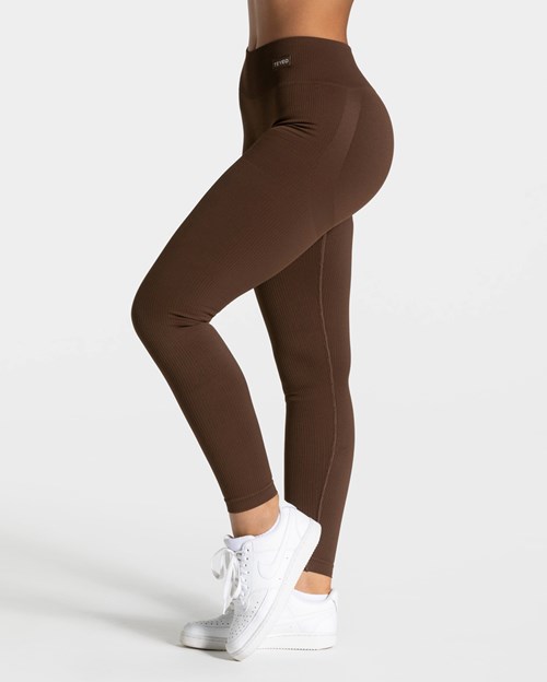 TEVEO Elegant Scrunch Leggings Dunkelbraun | YFDS94825